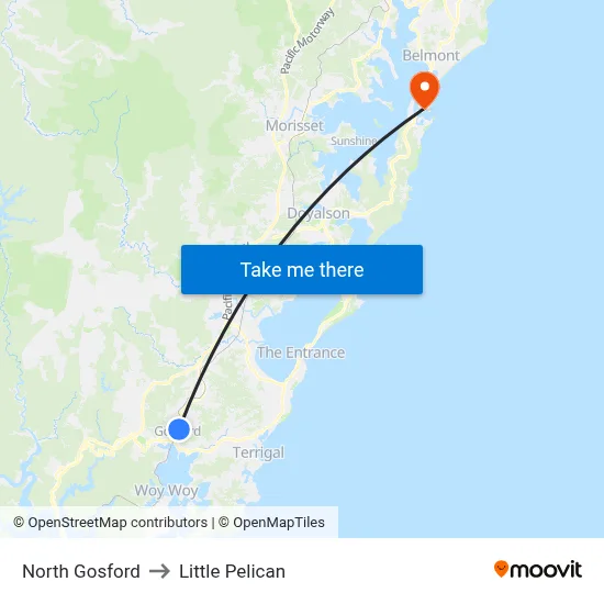 North Gosford to Little Pelican map