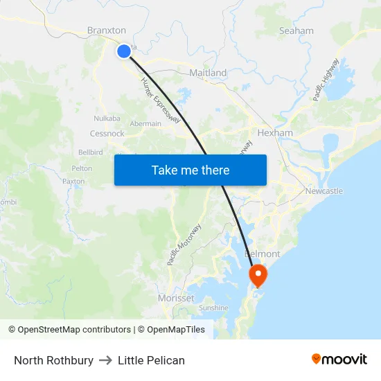 North Rothbury to Little Pelican map