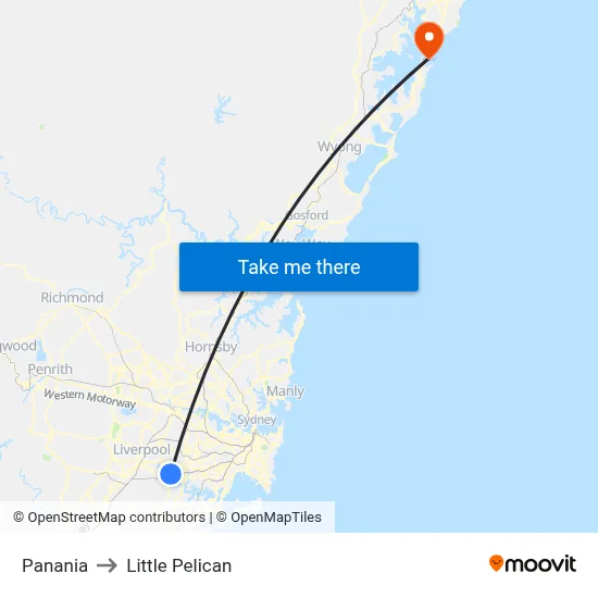 Panania to Little Pelican map