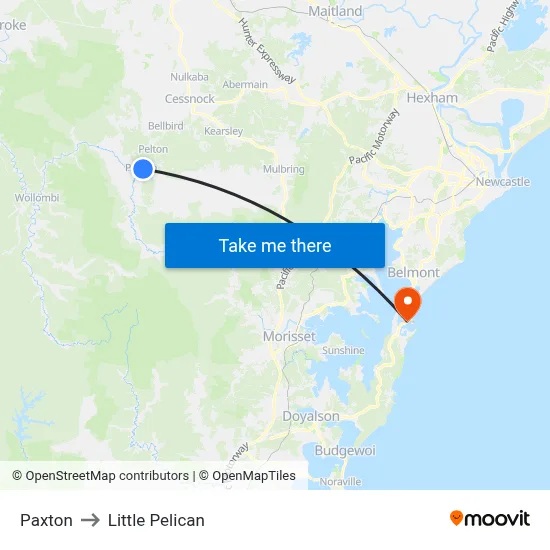 Paxton to Little Pelican map