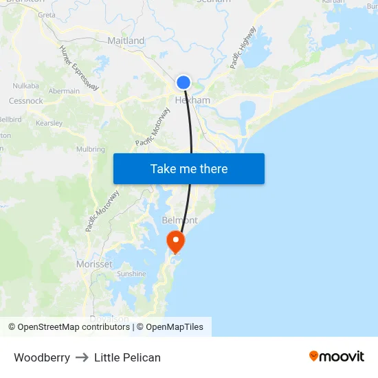 Woodberry to Little Pelican map