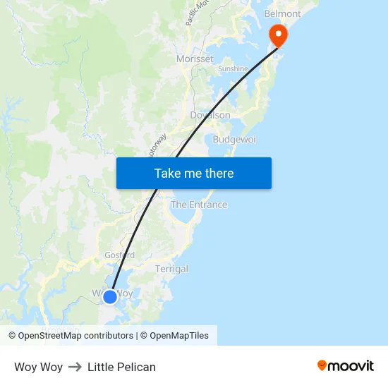 Woy Woy to Little Pelican map
