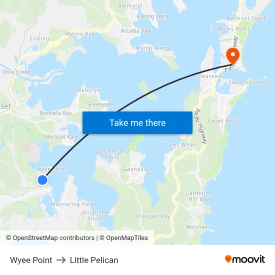 Wyee Point to Little Pelican map