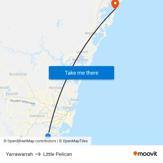 Yarrawarrah to Little Pelican map