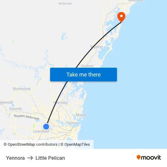Yennora to Little Pelican map