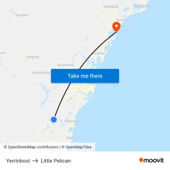 Yerrinbool to Little Pelican map