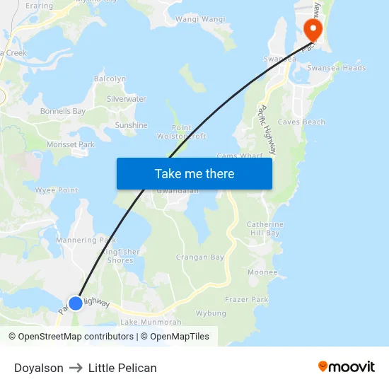 Doyalson to Little Pelican map