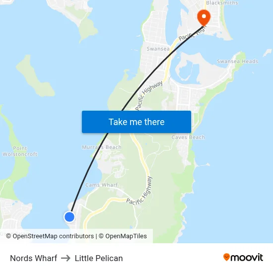 Nords Wharf to Little Pelican map