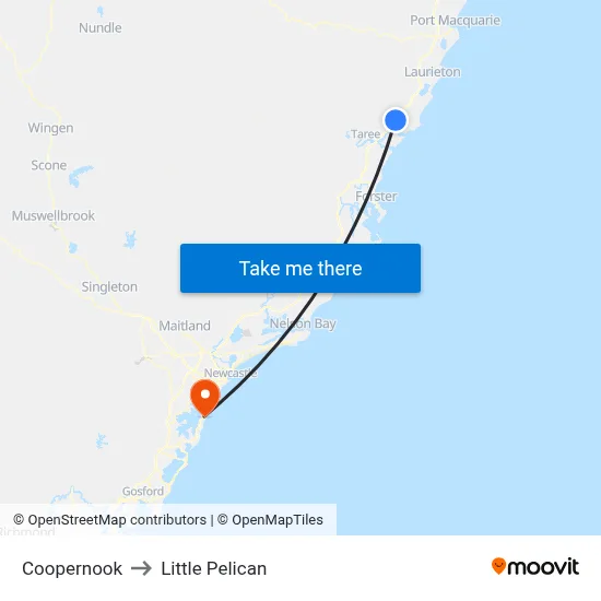Coopernook to Little Pelican map