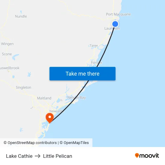 Lake Cathie to Little Pelican map