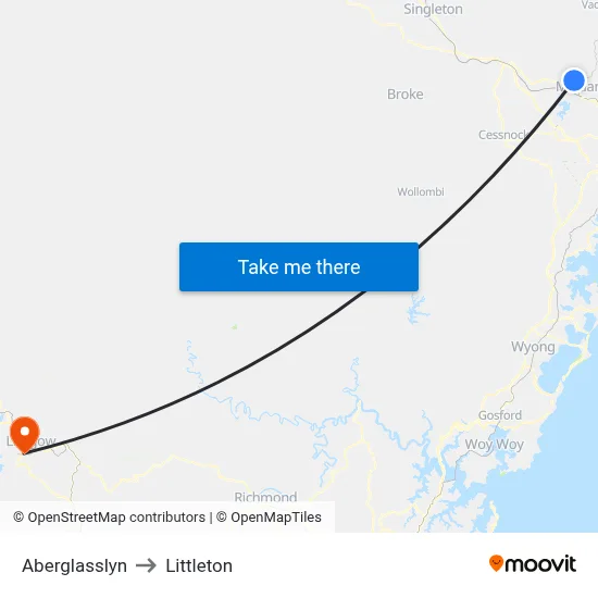 Aberglasslyn to Littleton map