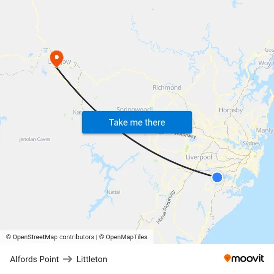Alfords Point to Littleton map