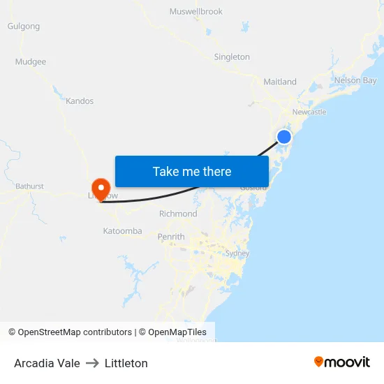 Arcadia Vale to Littleton map