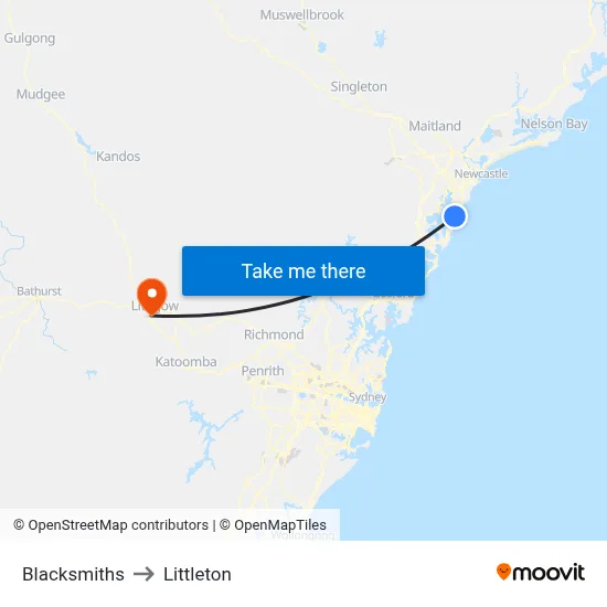 Blacksmiths to Littleton map