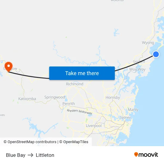 Blue Bay to Littleton map