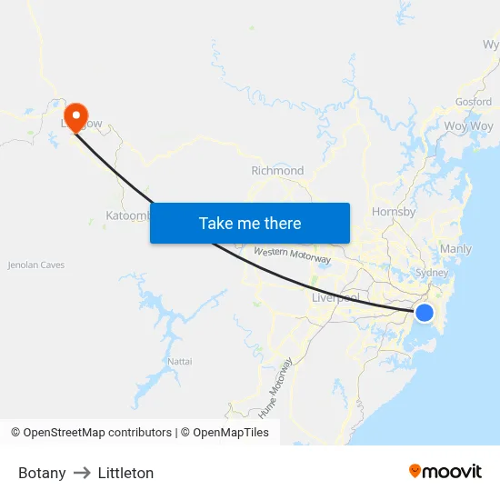 Botany to Littleton map