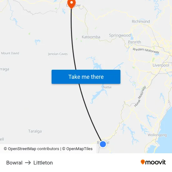 Bowral to Littleton map