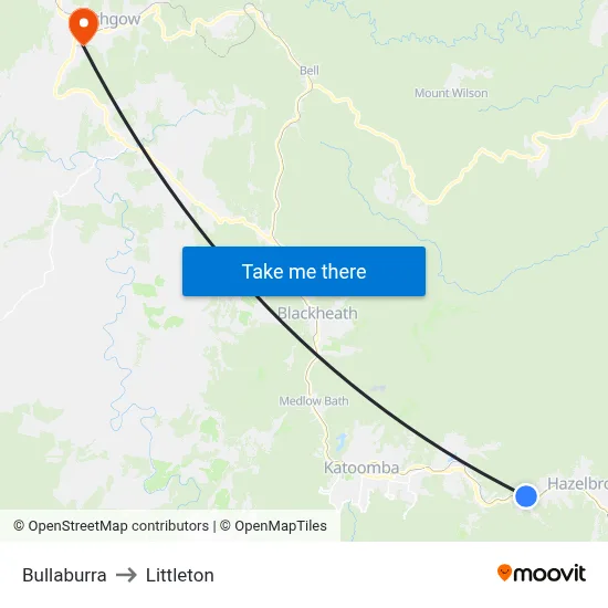 Bullaburra to Littleton map