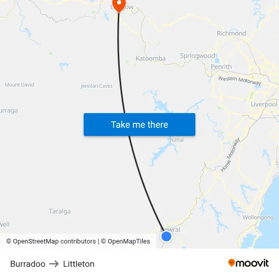 Burradoo to Littleton map
