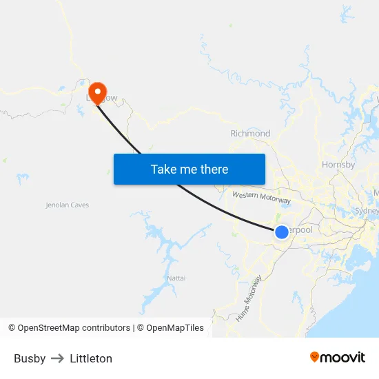 Busby to Littleton map