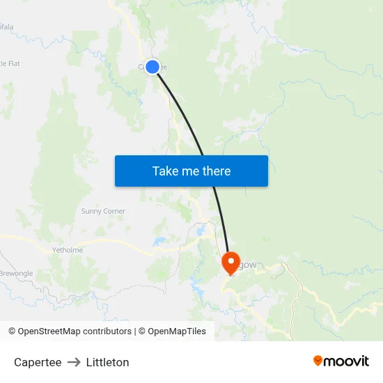 Capertee to Littleton map