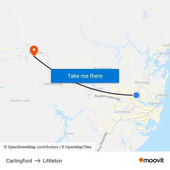 Carlingford to Littleton map