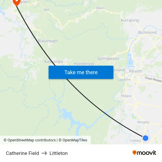 Catherine Field to Littleton map