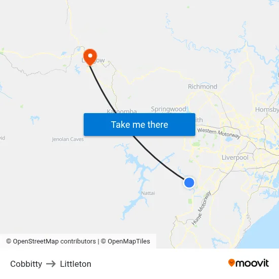 Cobbitty to Littleton map