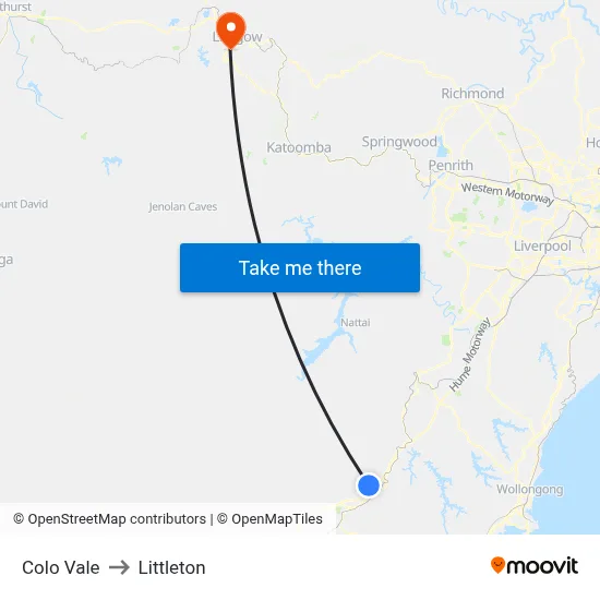 Colo Vale to Littleton map