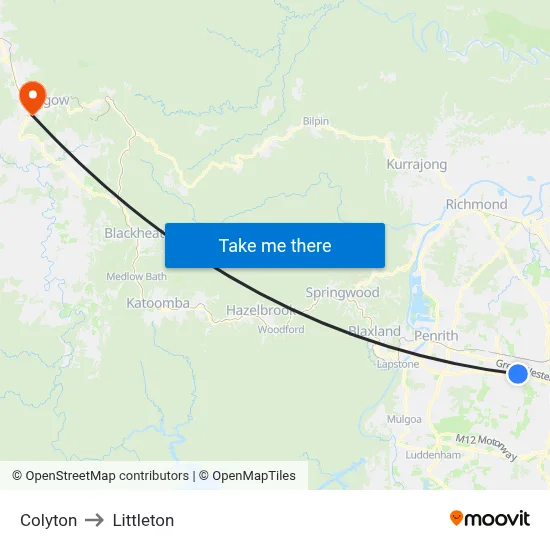 Colyton to Littleton map