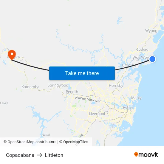 Copacabana to Littleton map