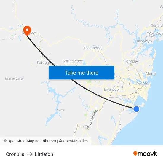 Cronulla to Littleton map