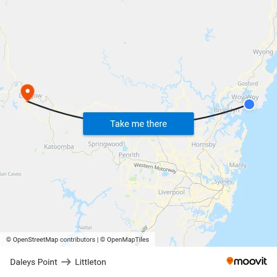 Daleys Point to Littleton map