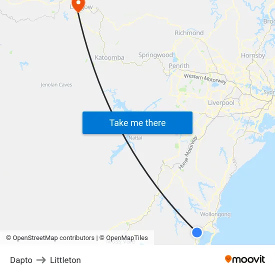 Dapto to Littleton map