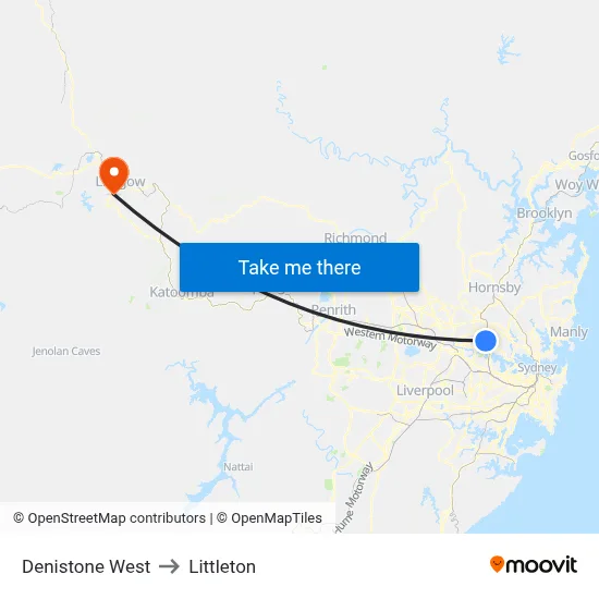 Denistone West to Littleton map