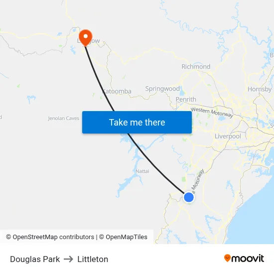 Douglas Park to Littleton map