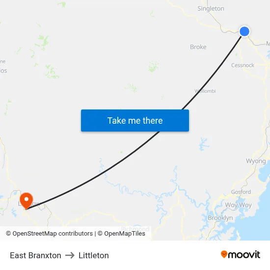 East Branxton to Littleton map