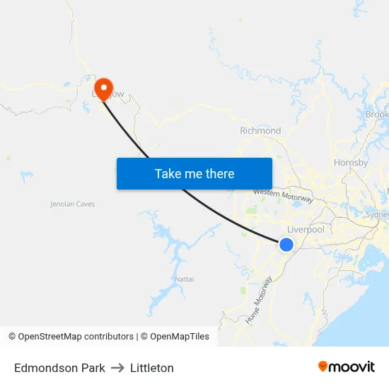 Edmondson Park to Littleton map