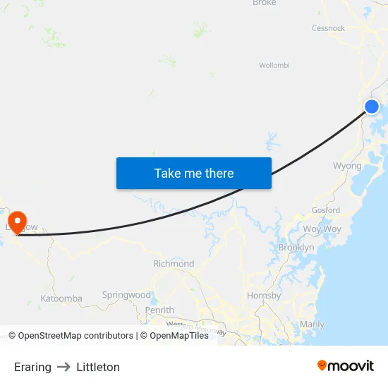 Eraring to Littleton map