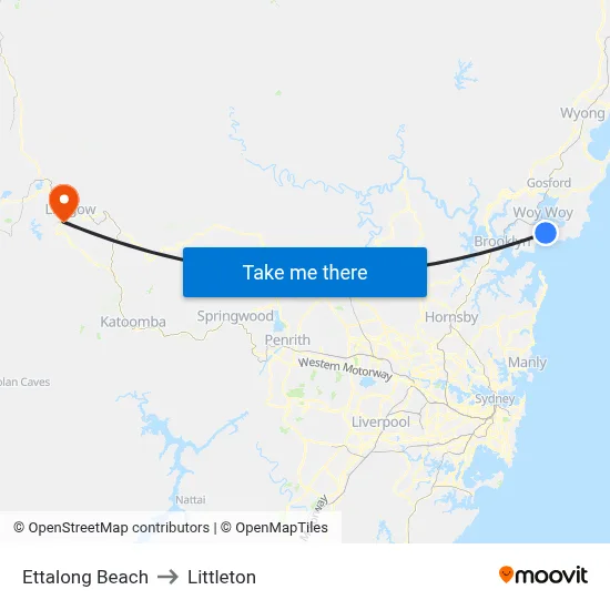 Ettalong Beach to Littleton map