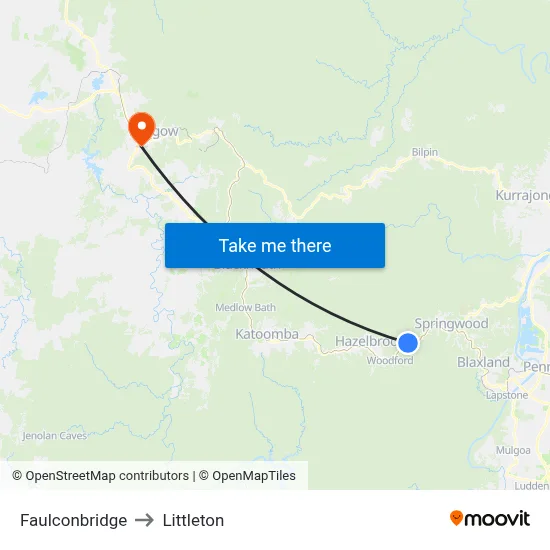 Faulconbridge to Littleton map