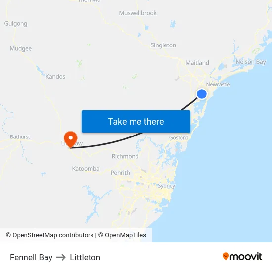 Fennell Bay to Littleton map