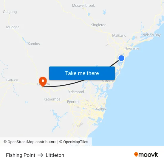 Fishing Point to Littleton map