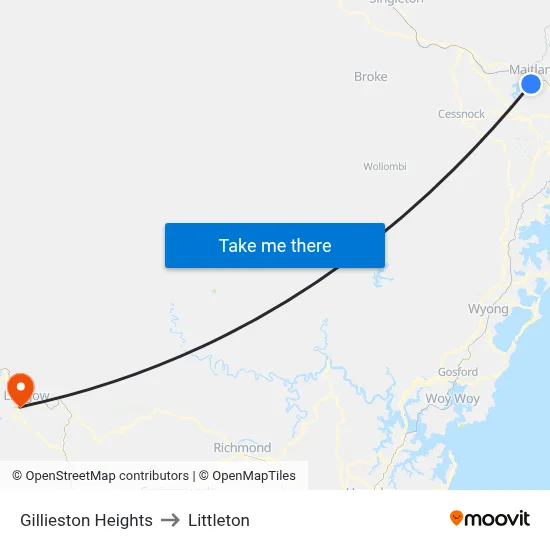 Gillieston Heights to Littleton map