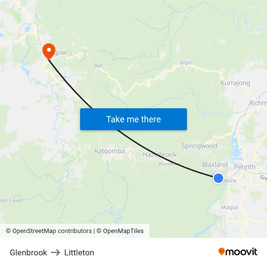 Glenbrook to Littleton map