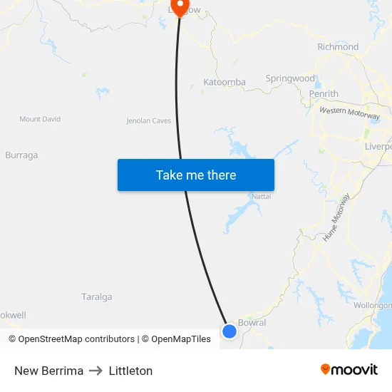 New Berrima to Littleton map