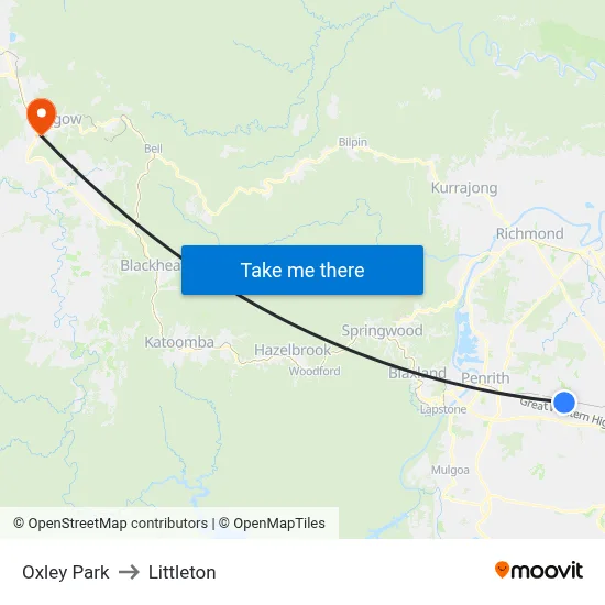 Oxley Park to Littleton map