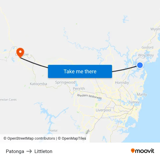 Patonga to Littleton map