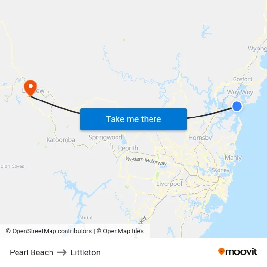 Pearl Beach to Littleton map