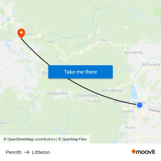 Penrith to Littleton map